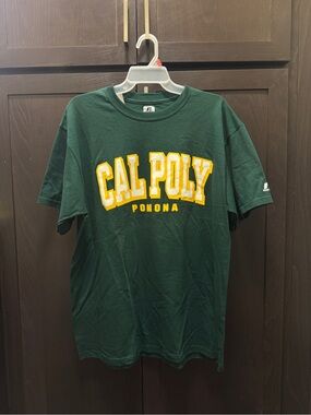 Russell Athletic Cal Poly Pomona Forest Green Tee with Yellow & White Logo